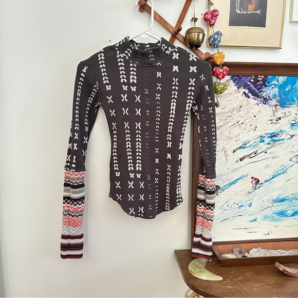 Free People mock turtleneck thermal top - Picture 1 of 5